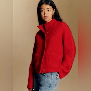 Sezane Vibrant Red Teddy Jacket